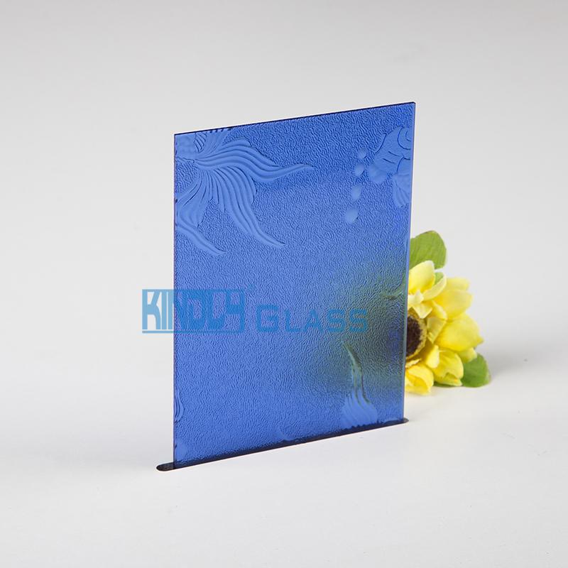 Blue Golden Fish Patterned Glass 